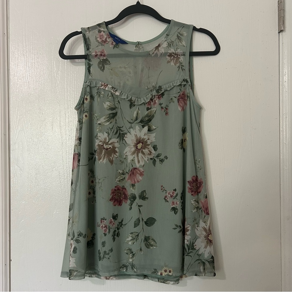 Apt. 9 Floral Sleeveless Blouse - Green and Pink